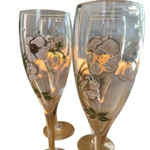 Perrier-Jouët Belle Époque hand-painted floral champagne flutes vintagepristine